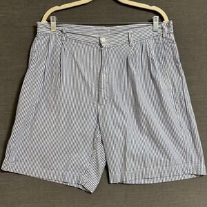 Jos A Bank Seersucker Shorts‎ 36 x 8 Stays Cool Blue White Striped Preppy Casual